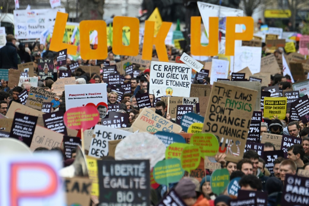 Climate protesters in Paris this year used slogans inspired by Netflix film 'Don't Look Up'