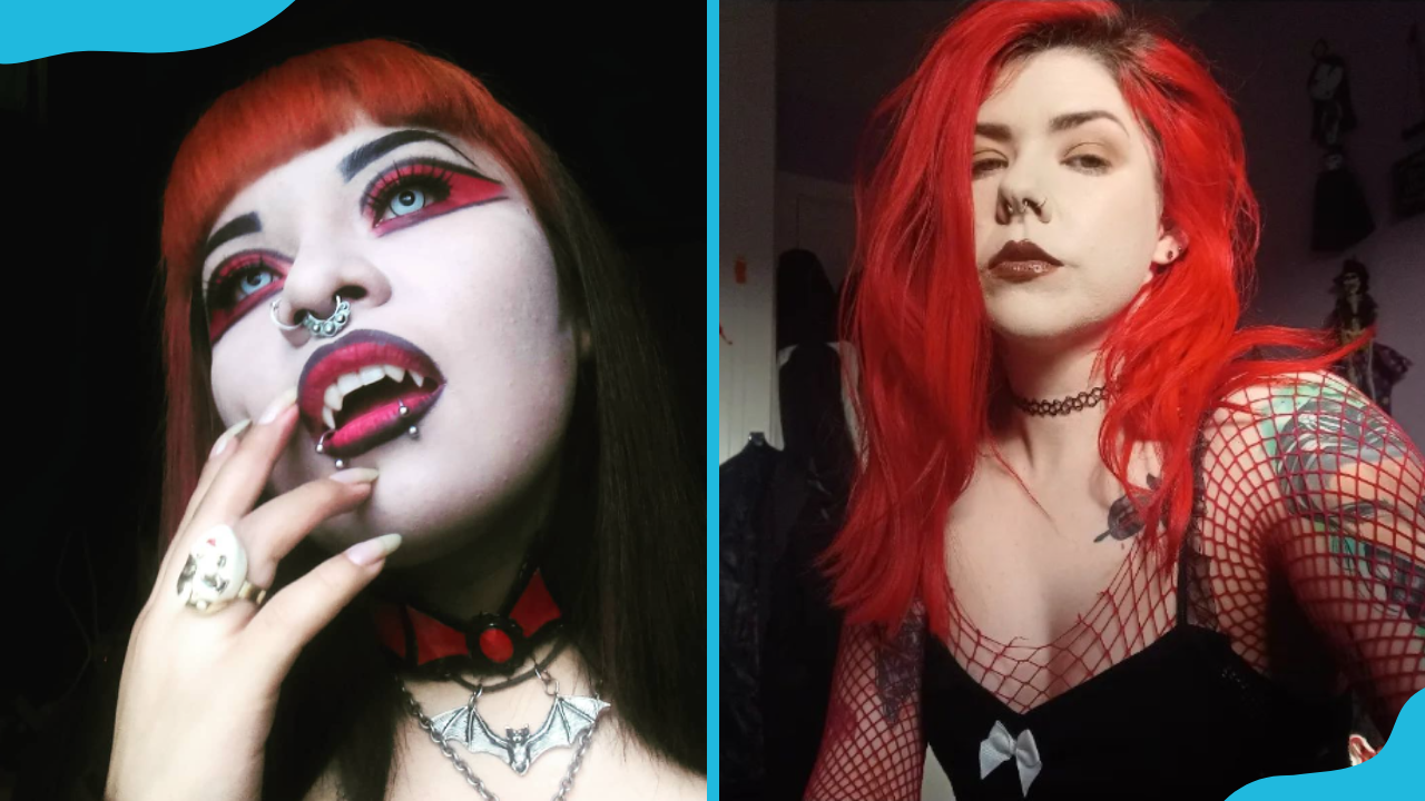 Two women in Vampire-like goth aesthetics