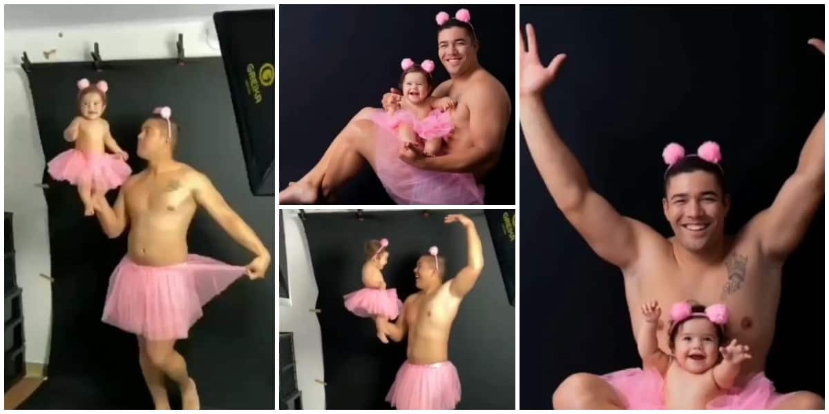 Man wears ballet skirt with his little daughter in a photoshoot that has sparked debate on social media