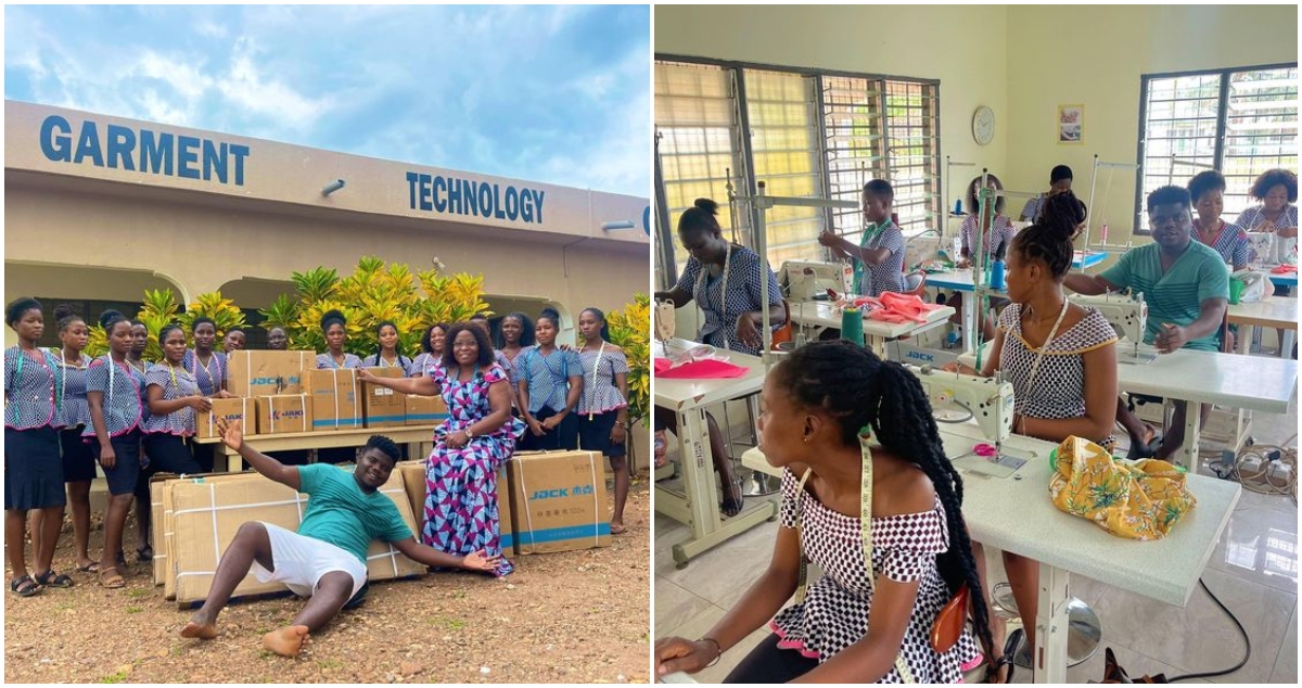 Kind Ghanaian YouTuber Wode Maya donates sewing machines to school in Ho: Social media praises him