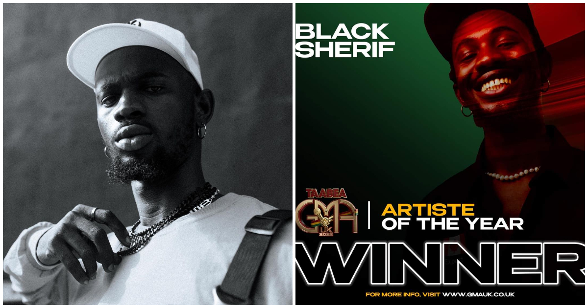 Black Sheriff won Artist of the Year at the Ghana Music Awards UK and 2 other awards;  Fans congratulated him