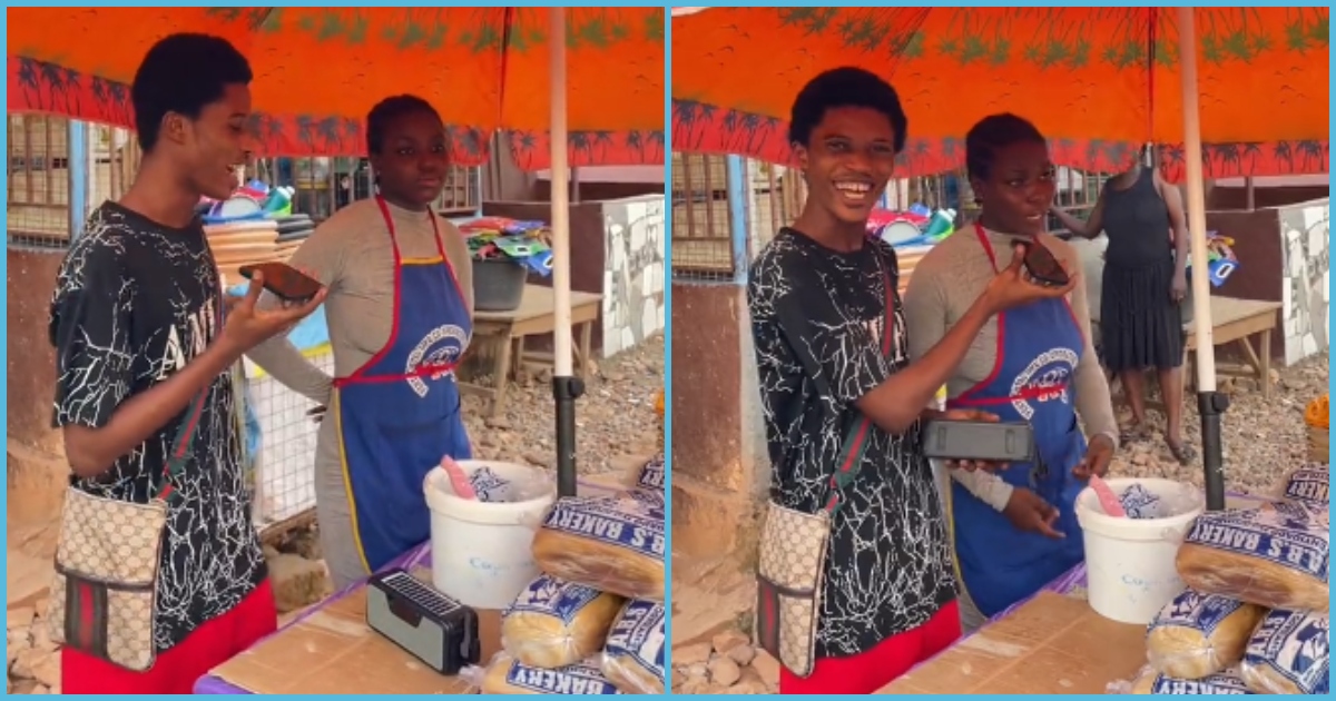 Pretty Ghanaian bread seller impresses man with patois rap, video gets 200k views on TikTok