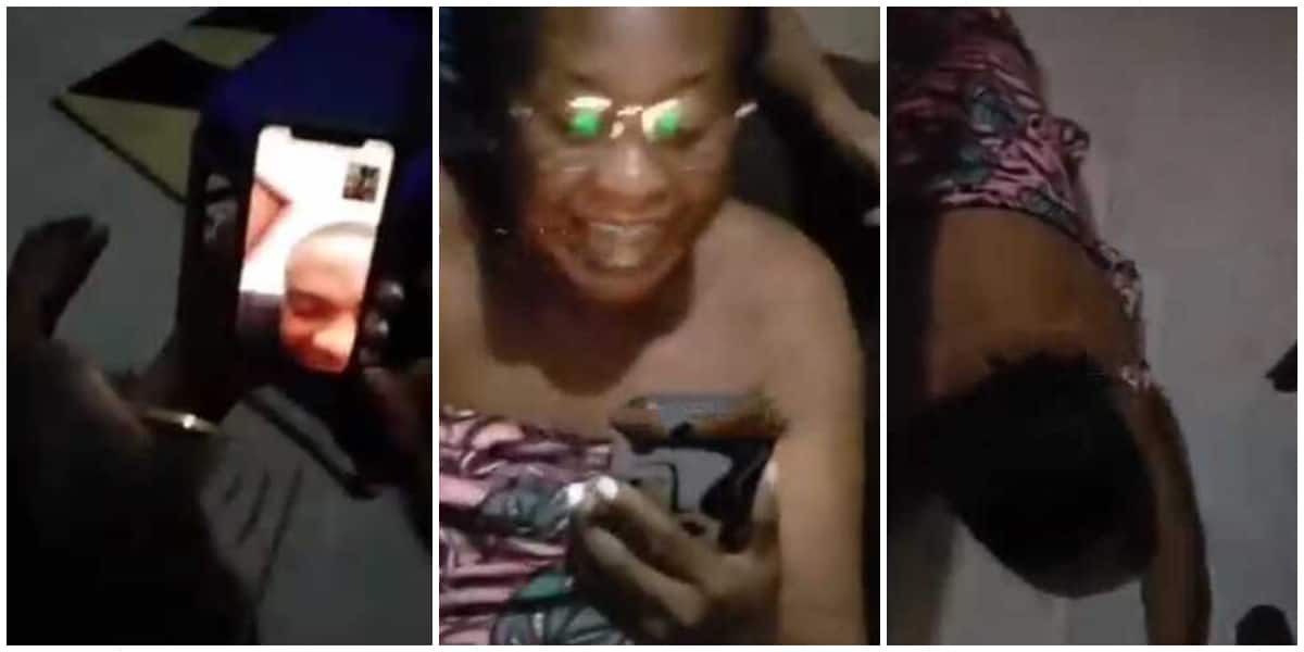 Reactions as overjoyed Nigerian mum on wrapper screams and lay flat on floor after son cut his dreadlocks
