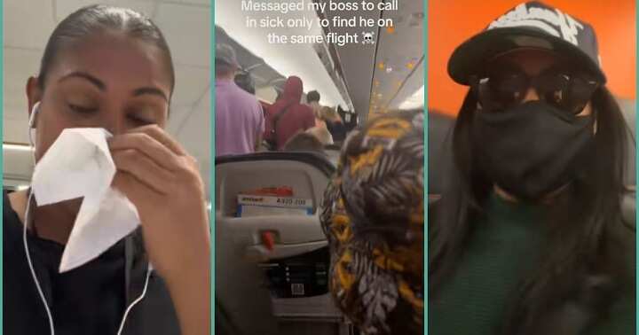 Lady who lied to her boss about being sick meets him on same flight with her