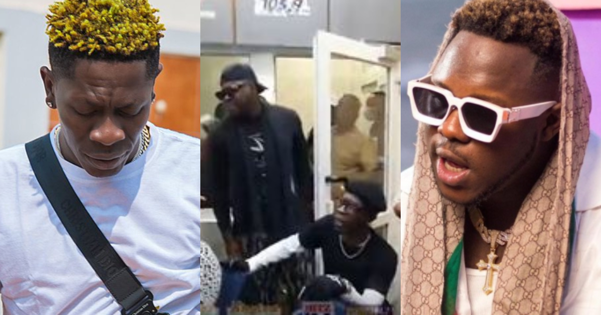 Shatta Wale Begs On His Knees For Coming Late To Interview With Medikal