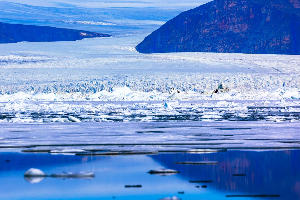 Icebergs float in Baffin Bay near Pituffik, Greenland in July 2022