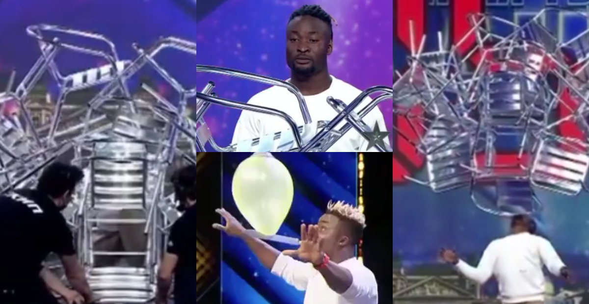 Hayford Okine: Ghanaian acrobat sets world record as he balances 16 chairs with his teeth in 10 seconds
