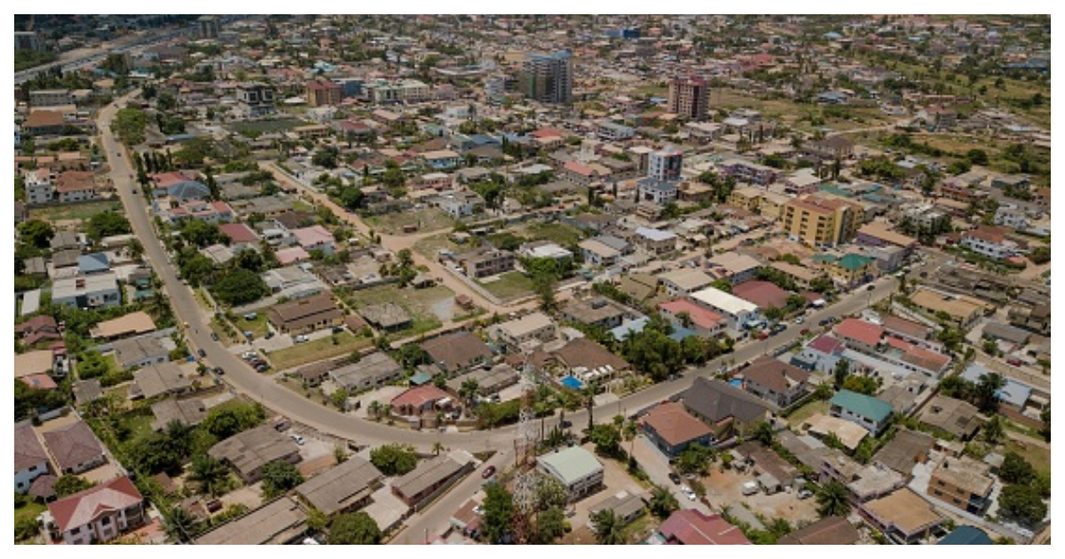 Aerial View of a city in Ghana