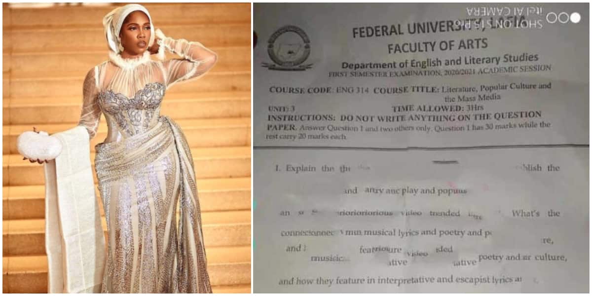 Tiwa Savage's infamous leaked tape featured in a recent university exam; photo of question paper goes viral