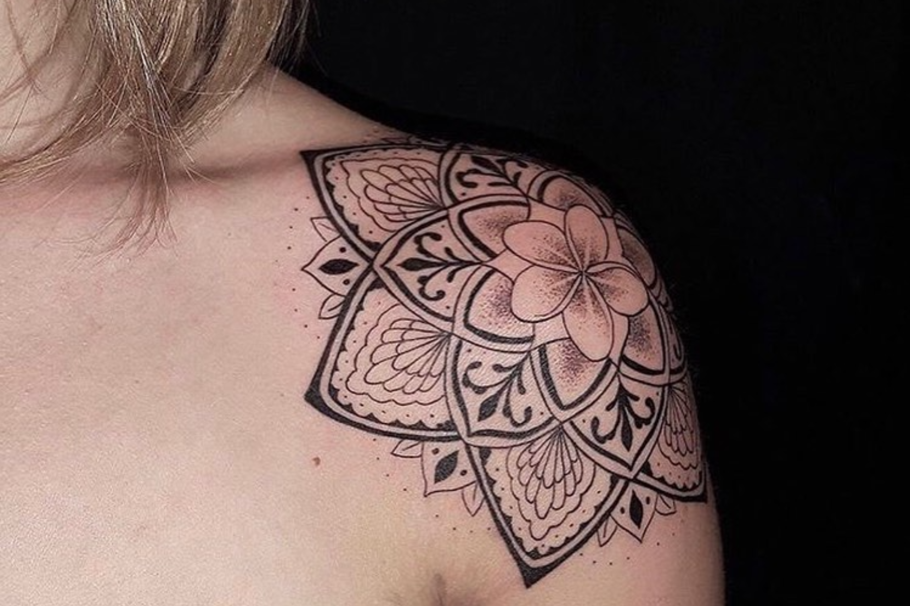 Shoulder cap mandala done by Josh at The Aloha Monkey in Burnsville, MN.  This freestyle piece was done without a stencil, and is hands-down the most  beautiful artwork on my body. :