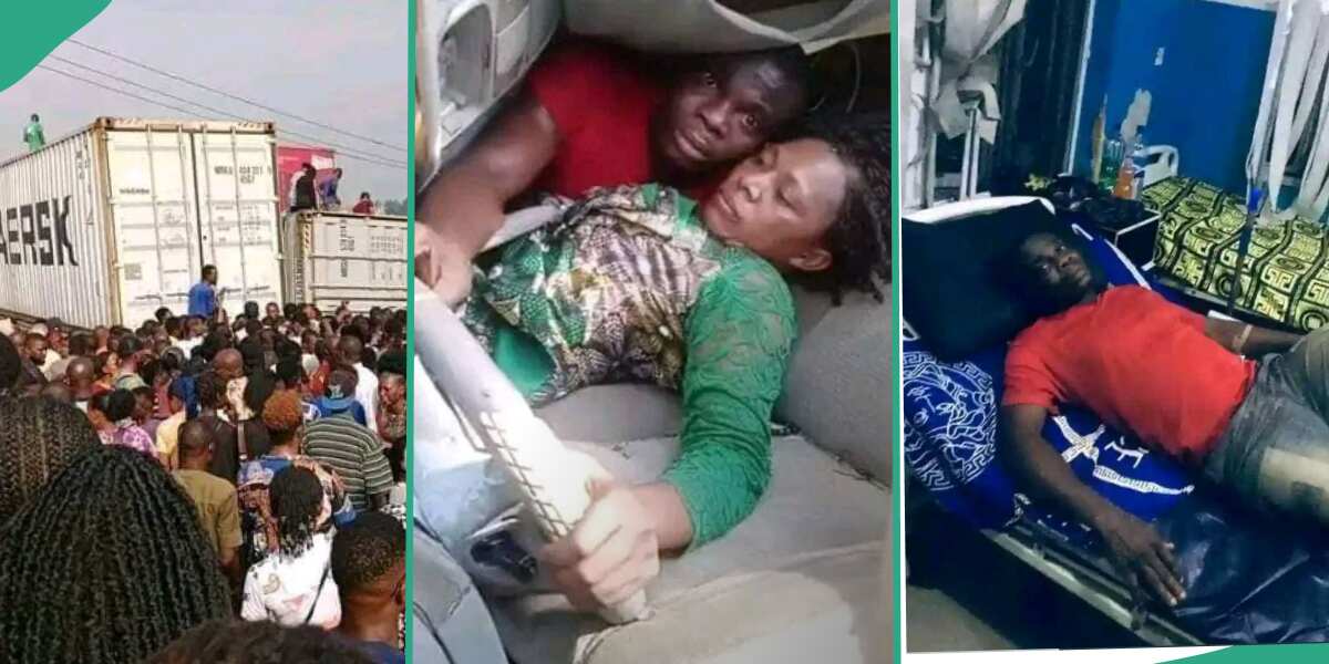 Photo shows how man and his wife got trapped in tragic container accident, they survive