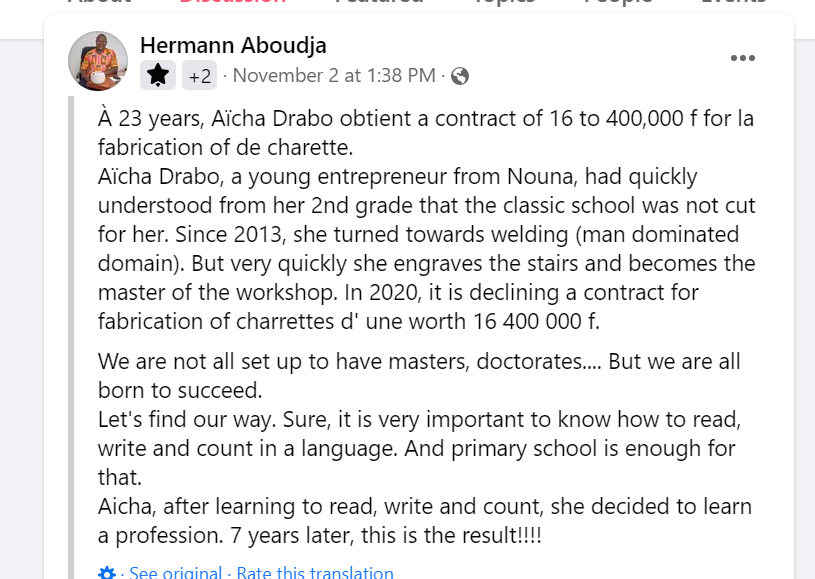 The account of Hermann Aboudja about Aïcha Drabo