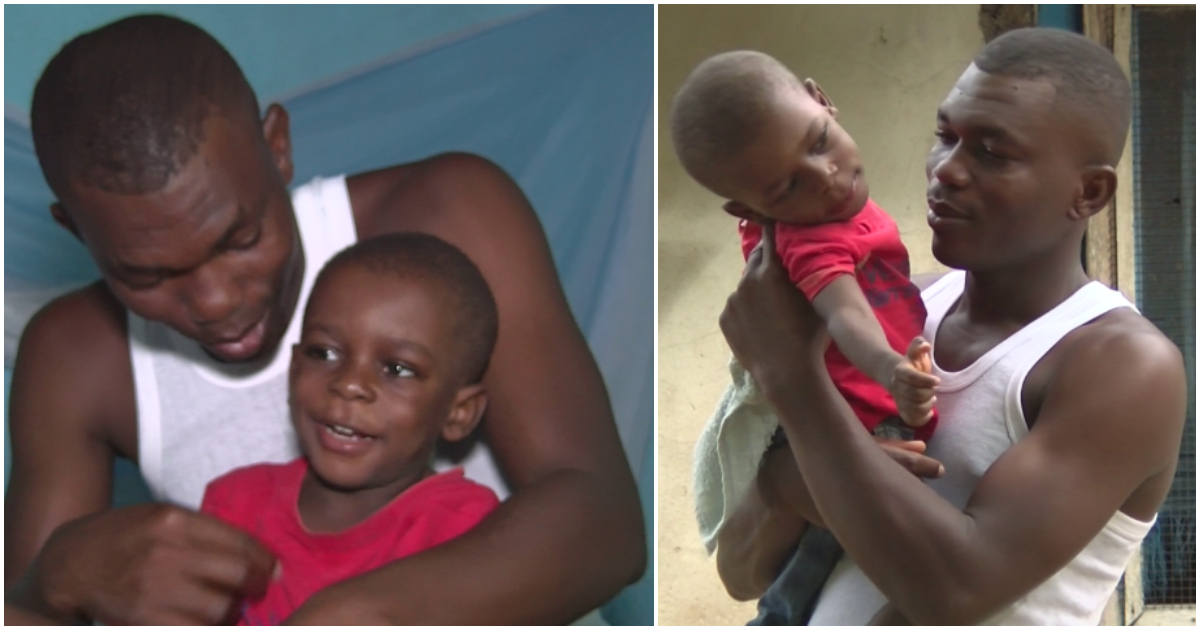 Martin Edem Asato and his son living with cerebral palsy.