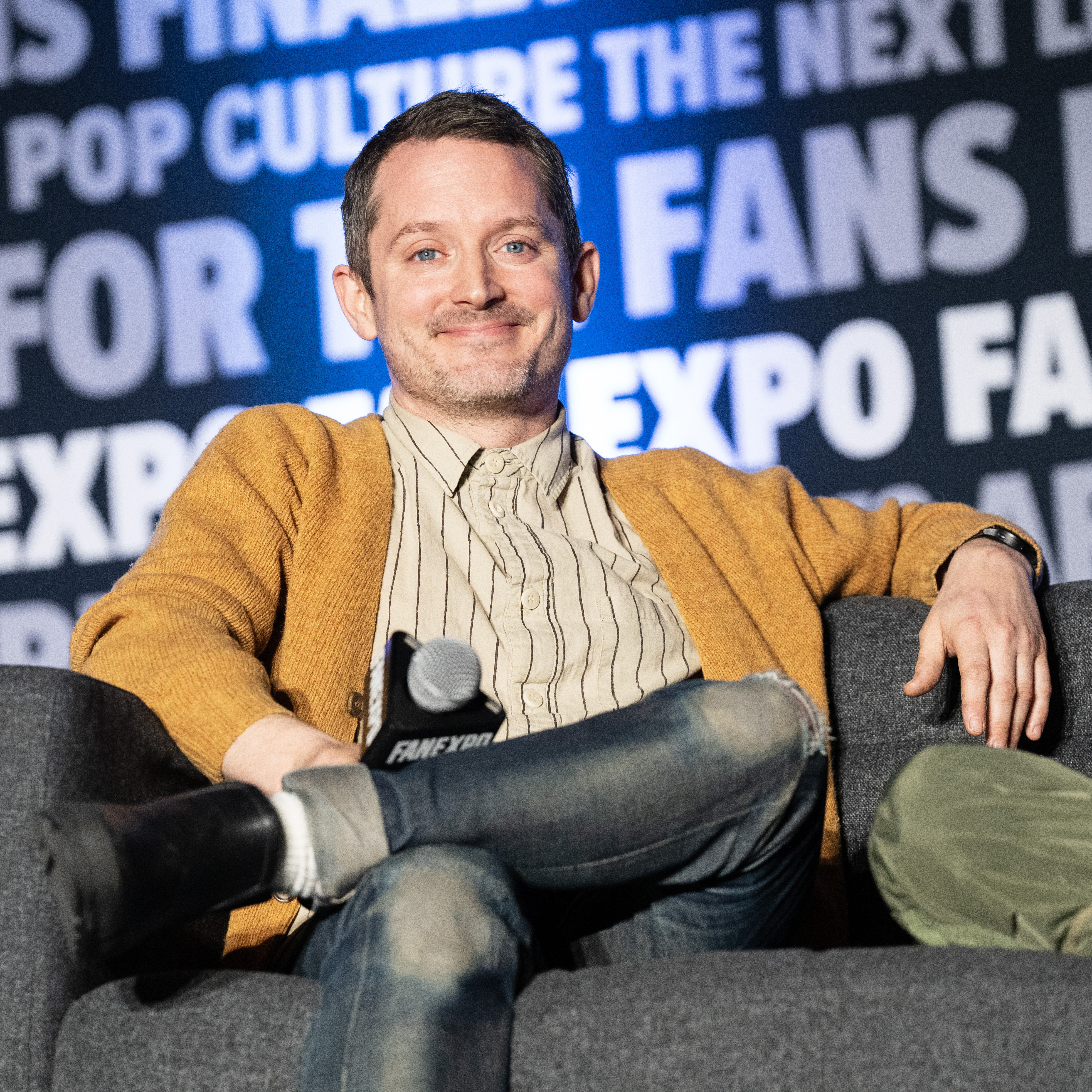 Elijah Wood attends 2024 Fan Expo at Ernest N. Morial Convention Center in New Orleans, Louisiana