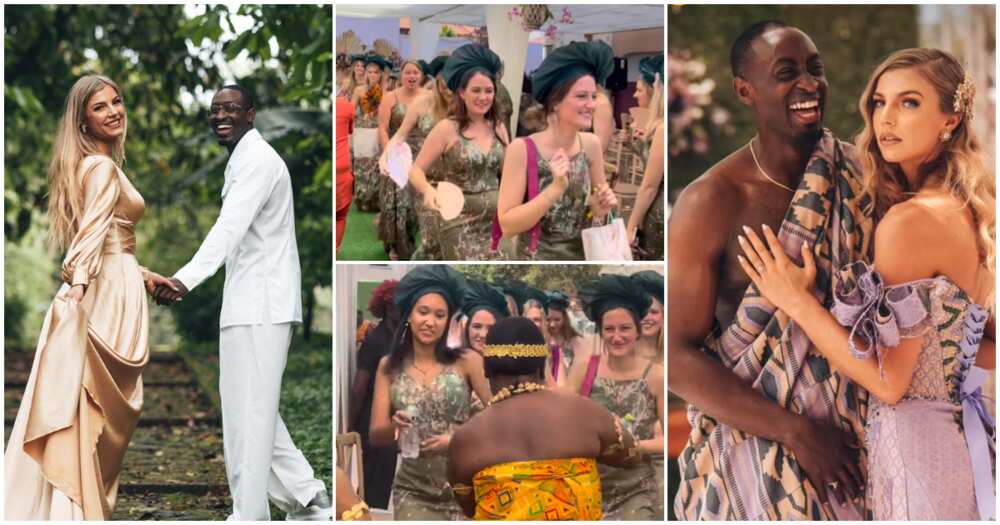 Interracial Marriage: 30 Dutch Bridesmaids Slay in Lace Gown To Support Their Friend Marry A Ghanaian Man