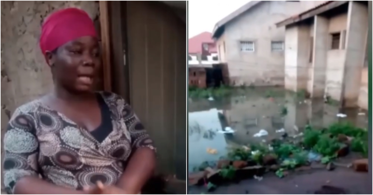 Ghanaian mother of two living in an uncompleted building with her family