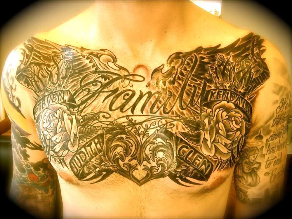 only the family chest tattoo