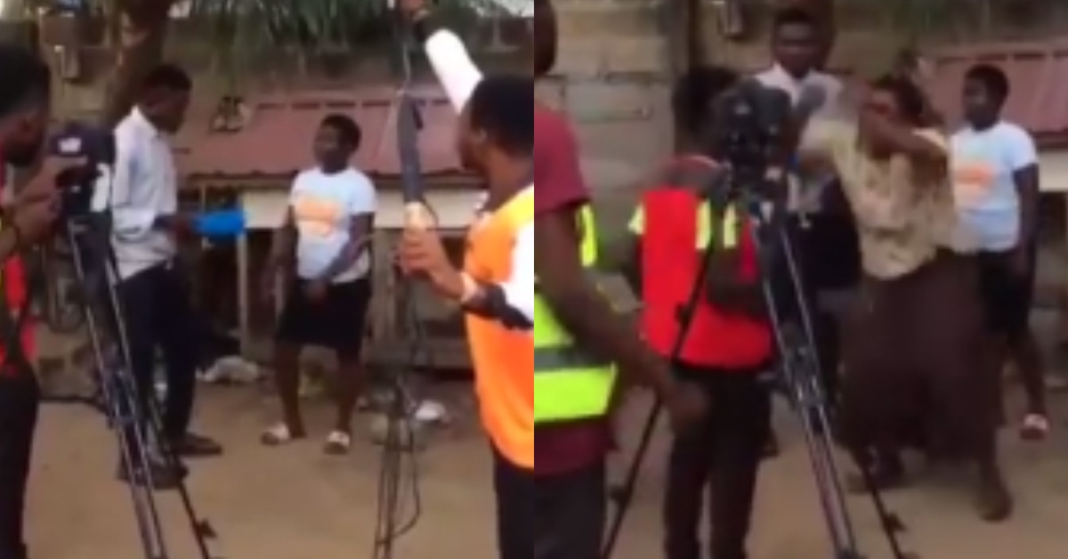 Ghanaian lady storms set after movie director slept with her & didn't give her a role (VIDEO)