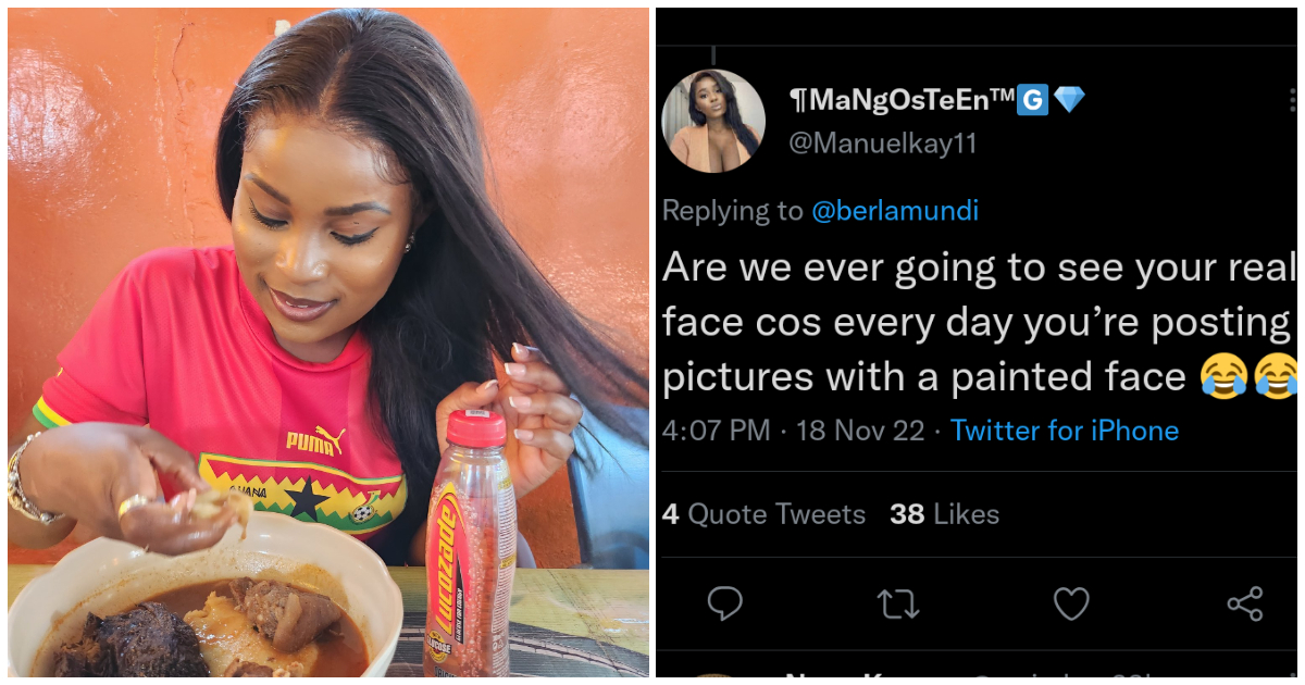 Berla Mundi gives serious reply to fan who criticized her saying she always "paints her face"