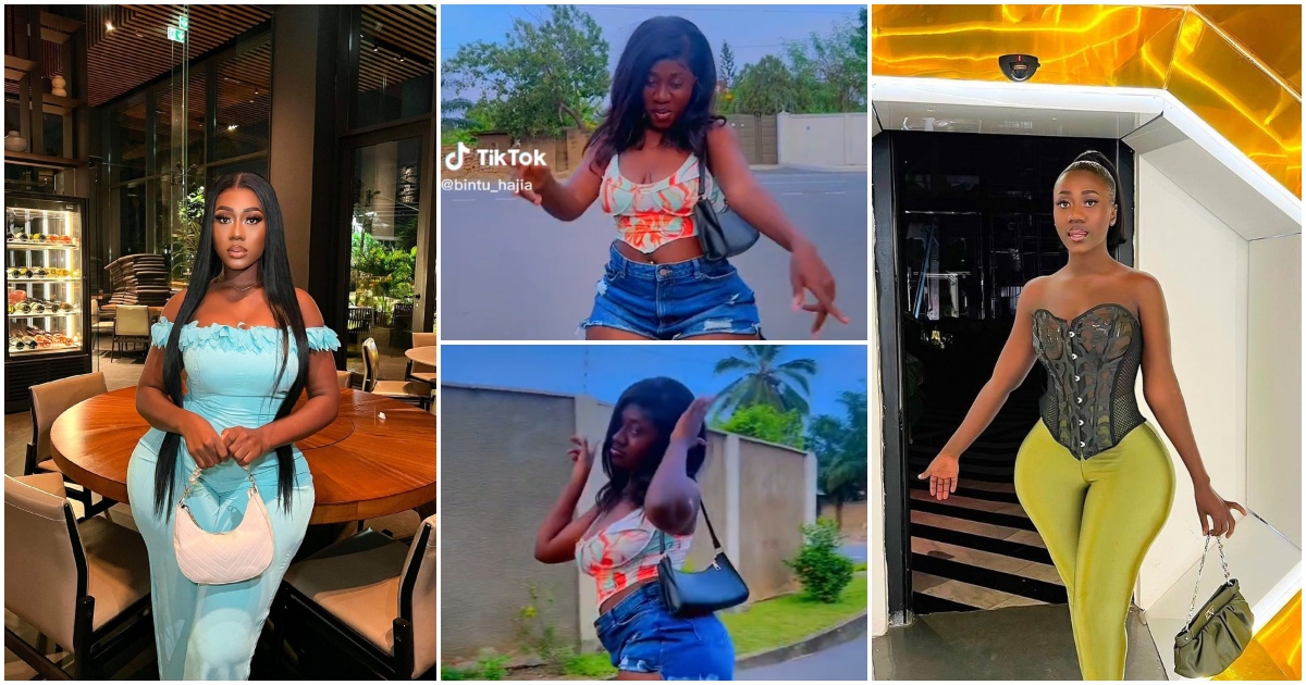 Hajia Bintu causes traffic on social media as she dances in tiny jeans shorts