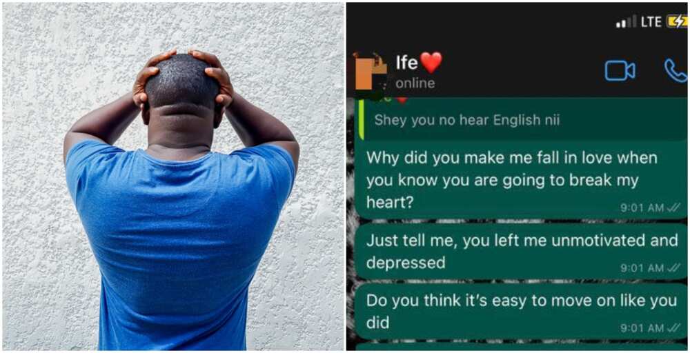 Screenshot of and picture of man begging for love