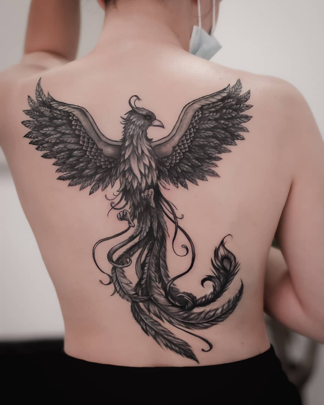 phoenix bird tattoo sketch on white background. black ink and geometry.  mythological animal created with Generative AI technology Stock  Illustration | Adobe Stock