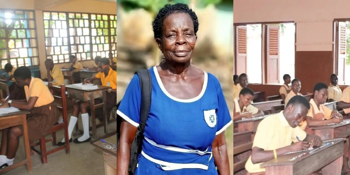 60-year-old JHS graduate Elizabeth Yamoah pops champagne after writing last paper up (photo)