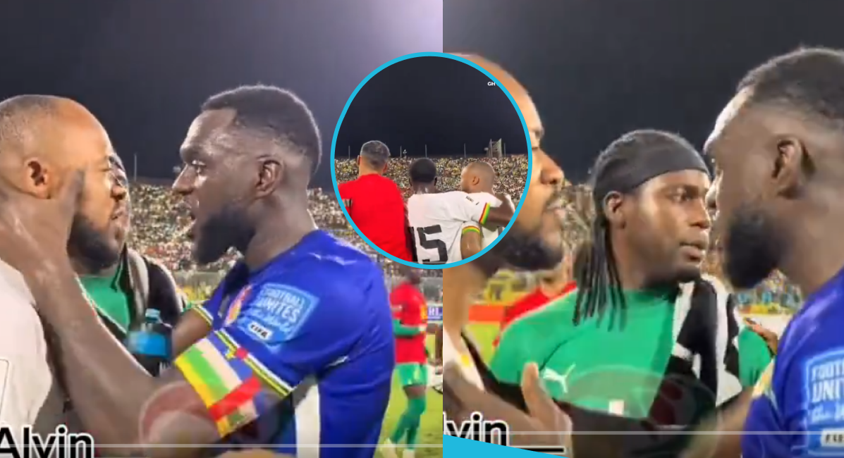 Jordan Ayew and captain of the CAR team in a heated argument after the World Cup qualifiers game.