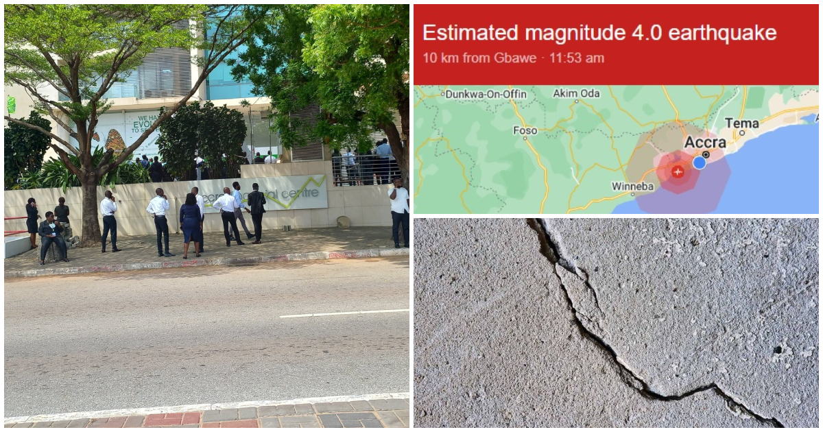 Parts of Accra including McCarthy Hill, Weija, Tetegu, Kasoa, Dansoman, and Kaneshie hit by a 4.0 earthquake