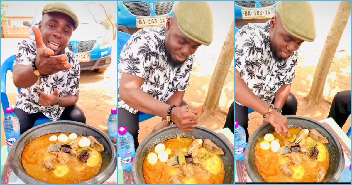 Photo of a man eating fufu