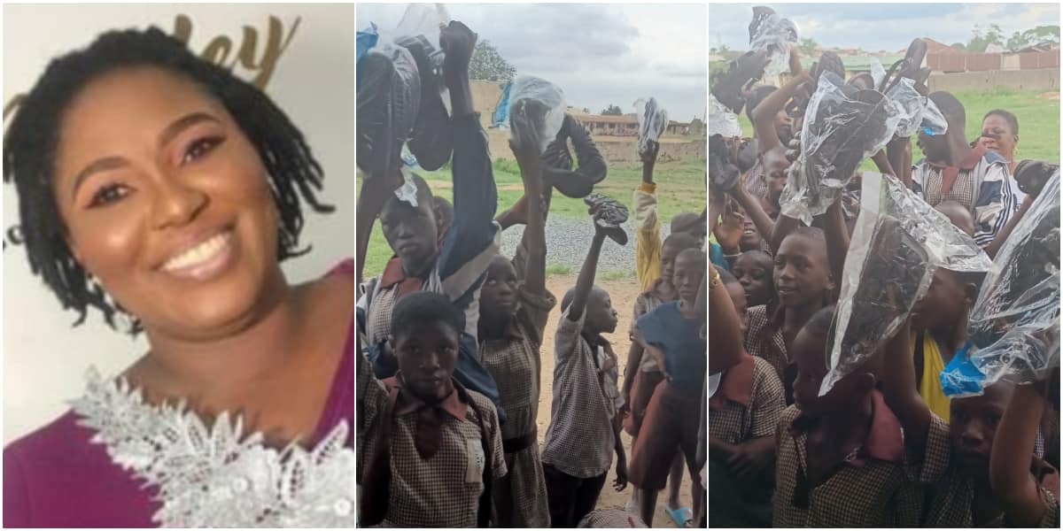 Nigerian Woman Puts Smiles on Poor Pupils' Faces as She Buys them Shoes, Says they Trek Miles Barefooted