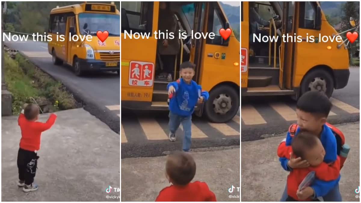 Emotional moment kid waits for his brother to get back from school, video shows him jubilating