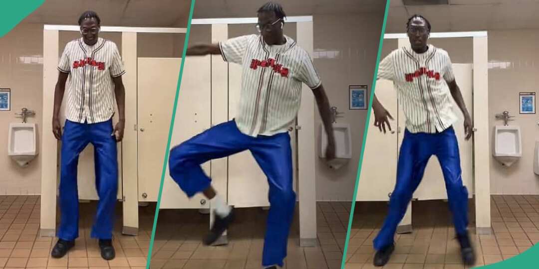 Man who's over 7ft tall dances at home in viral video: "He's almost reaching the ceiling"