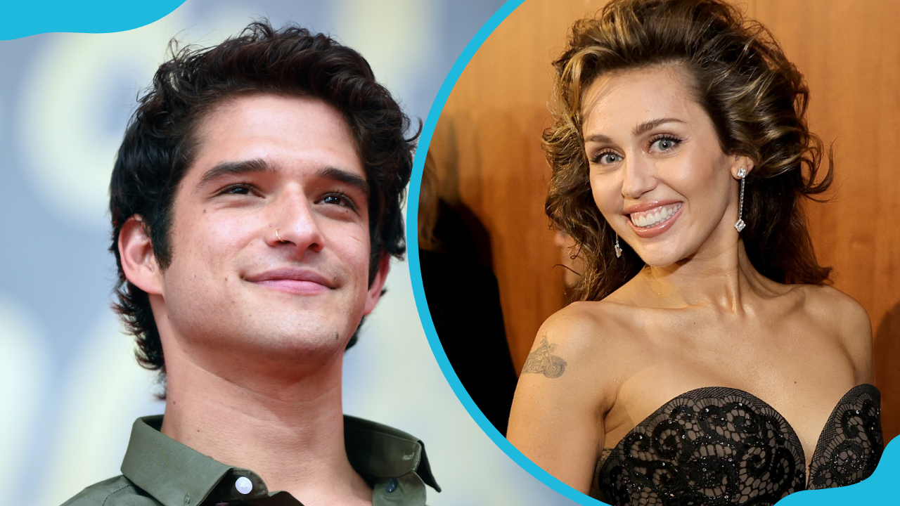 Actor Tyler Posey with a great pair of hunter eyes (L) and actress Miley Cyrus looking at the camera with her prey eyes (R)