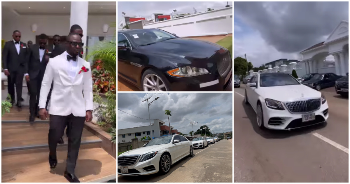 Kessben's 1st Son Causes Traffic With Long Jaguar, Maybach, Benz Convoy To His Wedding (Video)