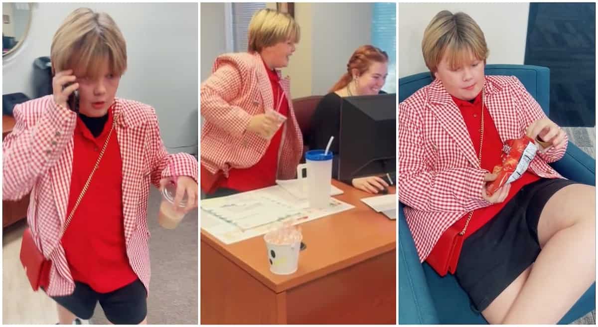 "I don't do that": Mum posts video of son who went to her office to imitate her behaviour in front of staff