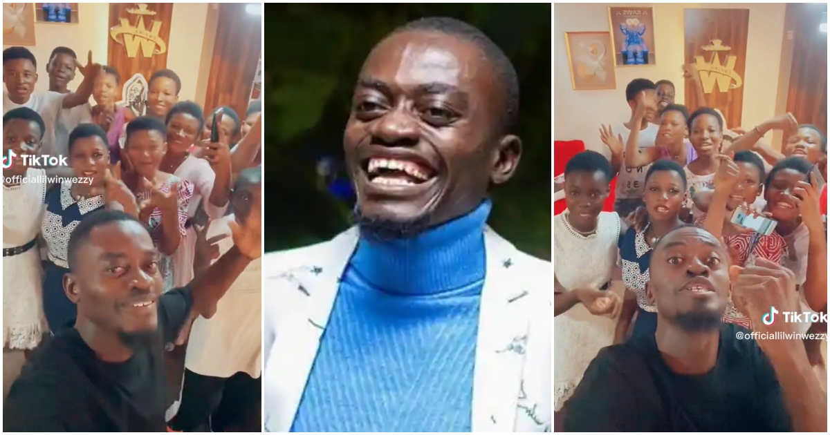 Lil Win: Affable Ghanaian Actor Flaunts And Chills With First Batch Of JHS Graduates From His School