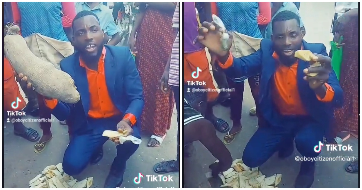 Ghanaian lament after buying fried yam for one cedi