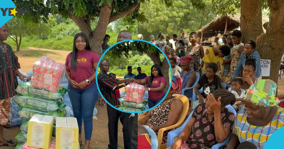 2012 Ghana's Most Beautiful winner Emefa donates rice, oil, sanitary to the people of Bakpa New Town