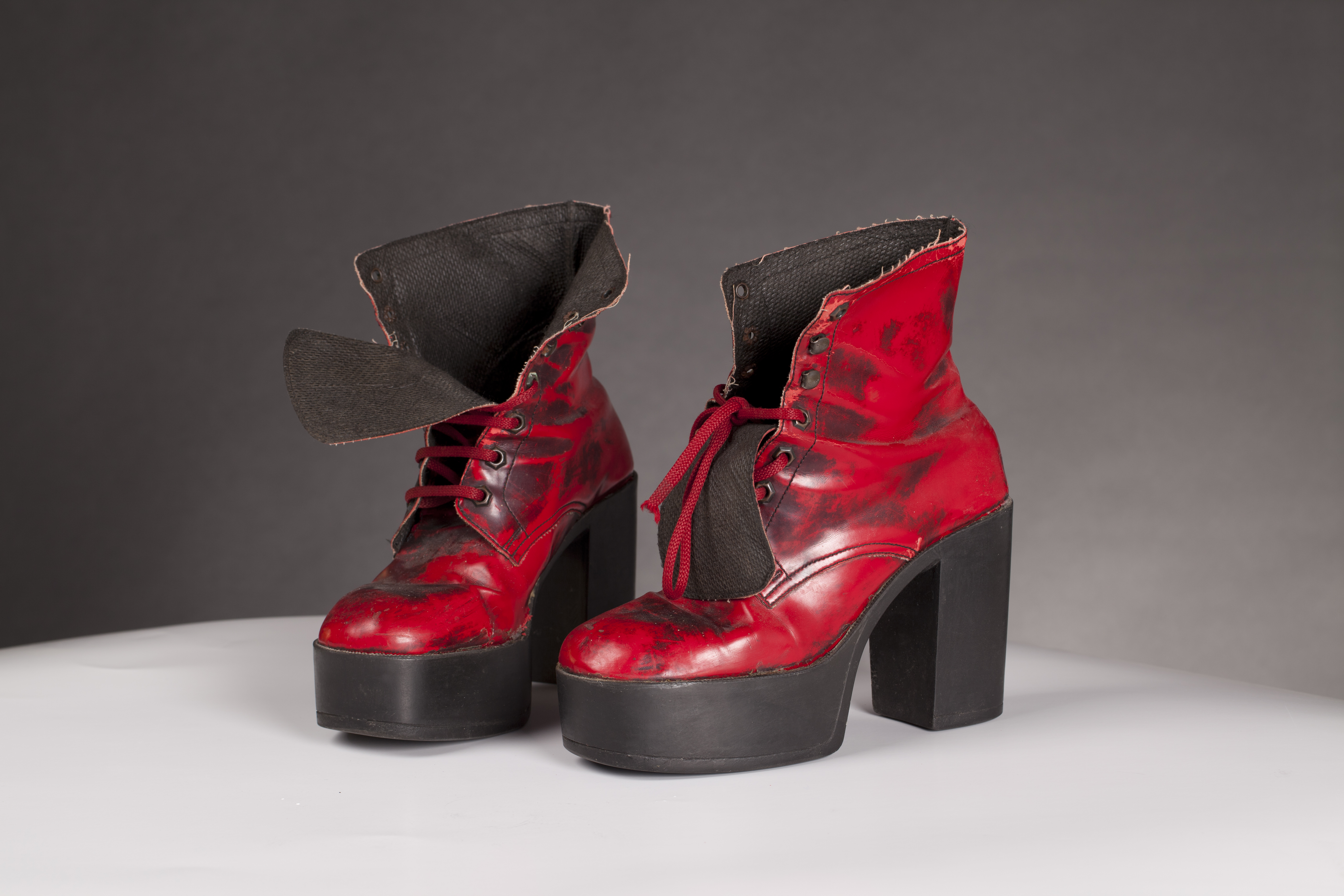 Red seventies platform shoes