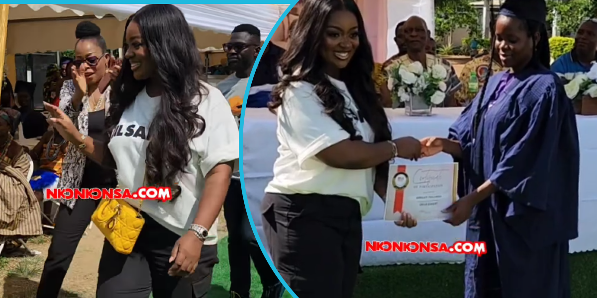Jackie Appiah sponsors 120 spillage victims in Mepe, spends birthday at their graduation ceremony
