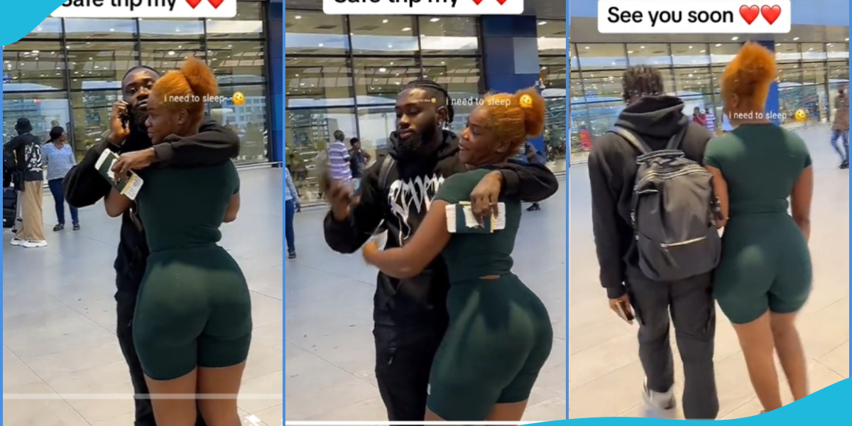 GH man leaves his curvy big nyash girlfriend behind as he travels abroad, sparks reactions