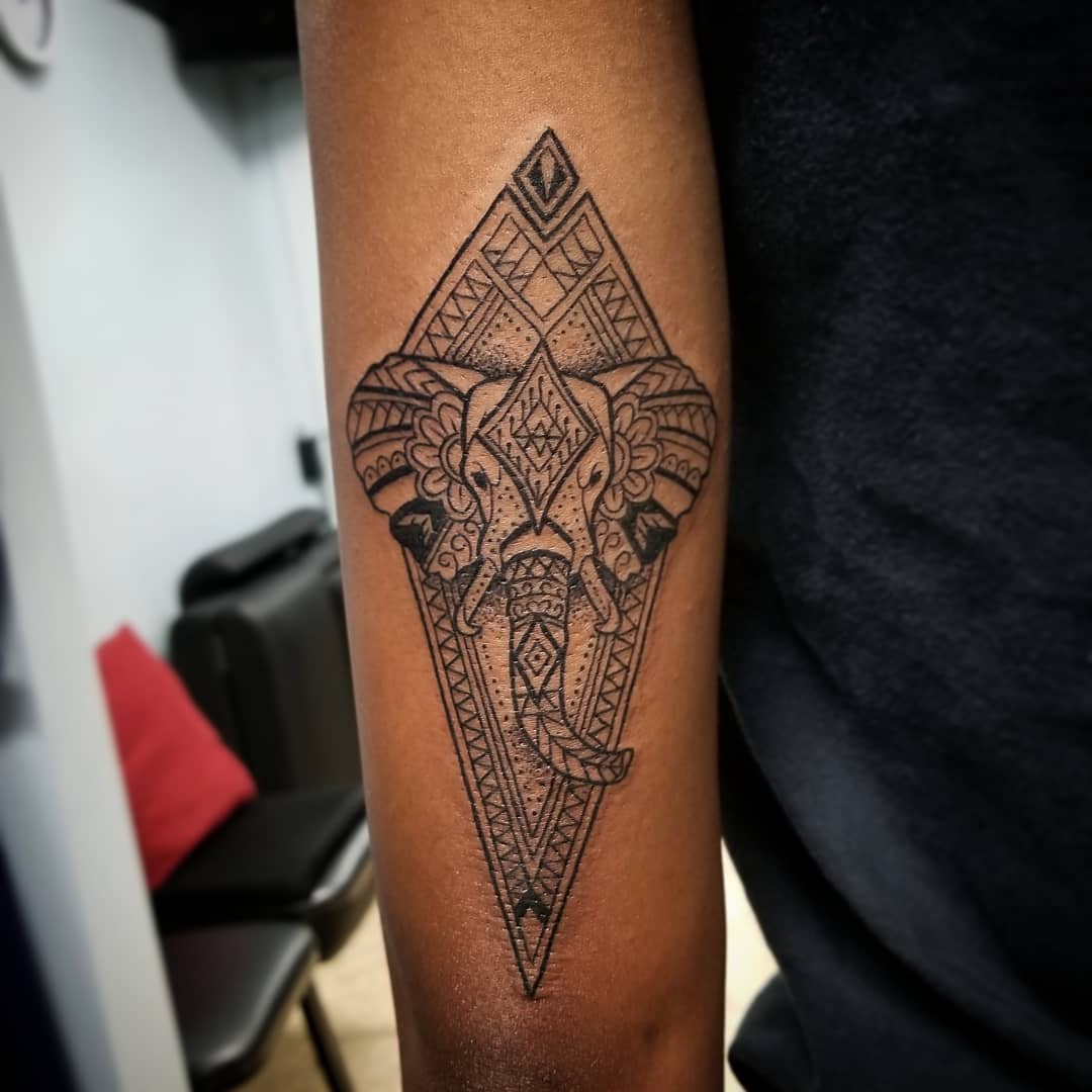 Geometric Elephant Tattoo Making  Part 1  Real time tattooing  Best  tattoo shop in Bangalore  YouTube