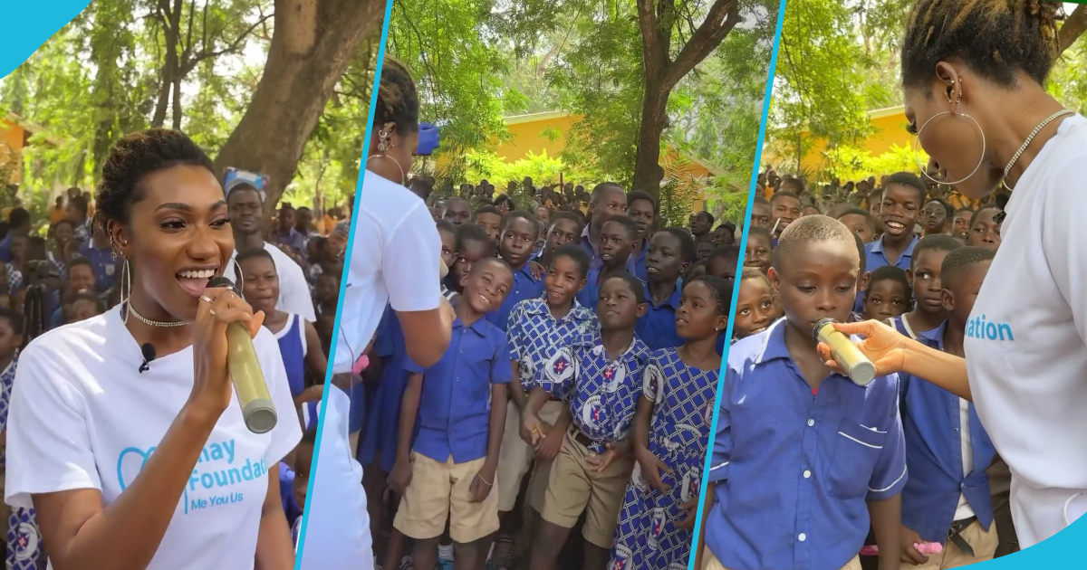 Wendy Shay at the Weija Primary School