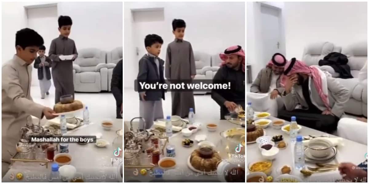Little boy tells guests they're not welcomed at their home, says his mum has been working in the kitchen since yesterday