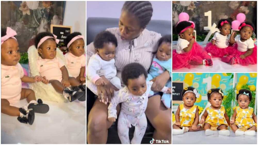 Beautiful photos of triplets in Nigeria/Happy family goals.