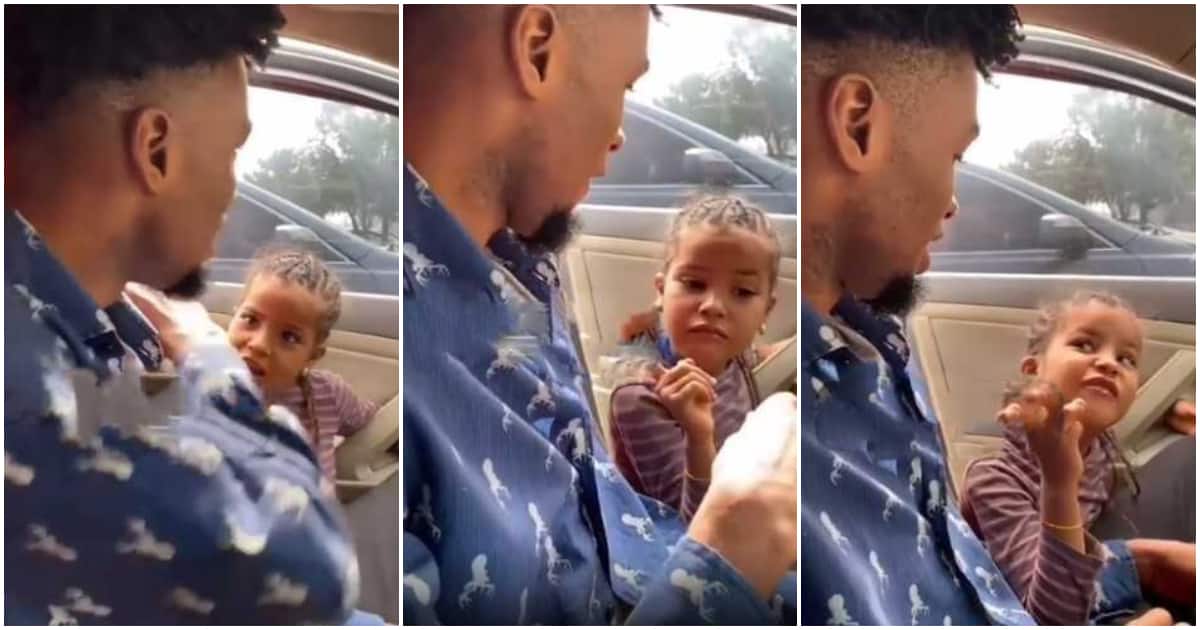 Cute little girl, NIgerian man in car, begs for money, home, house