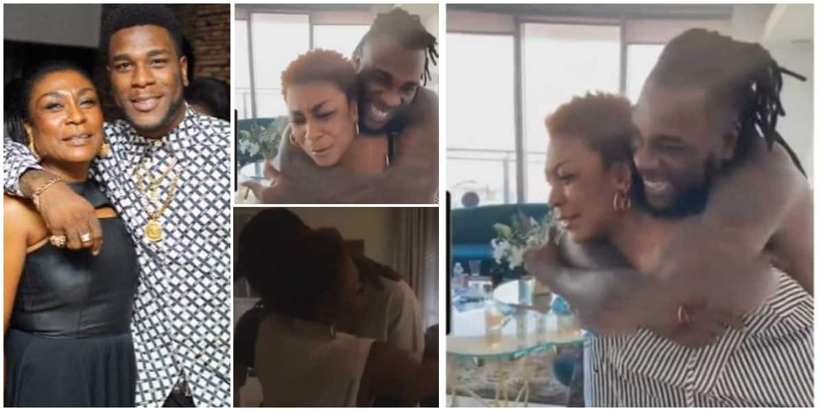 Video shows Burna Boy's mum carrying him on his back as she marked his 30th birthday with heartwarming message