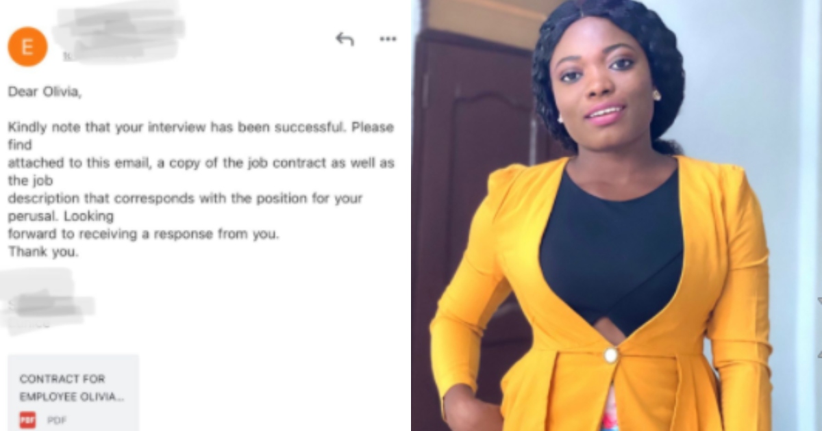 Olivia gets a full-time job after being a bolt driver in Ghana