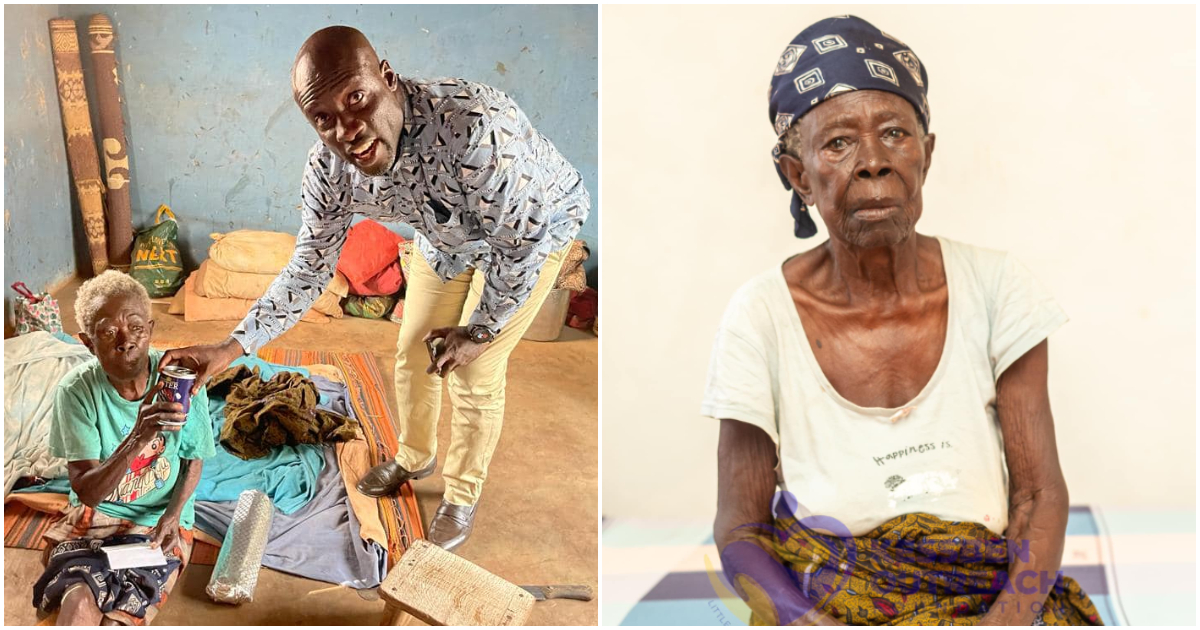 Photos of 104-year-old widow who got help.